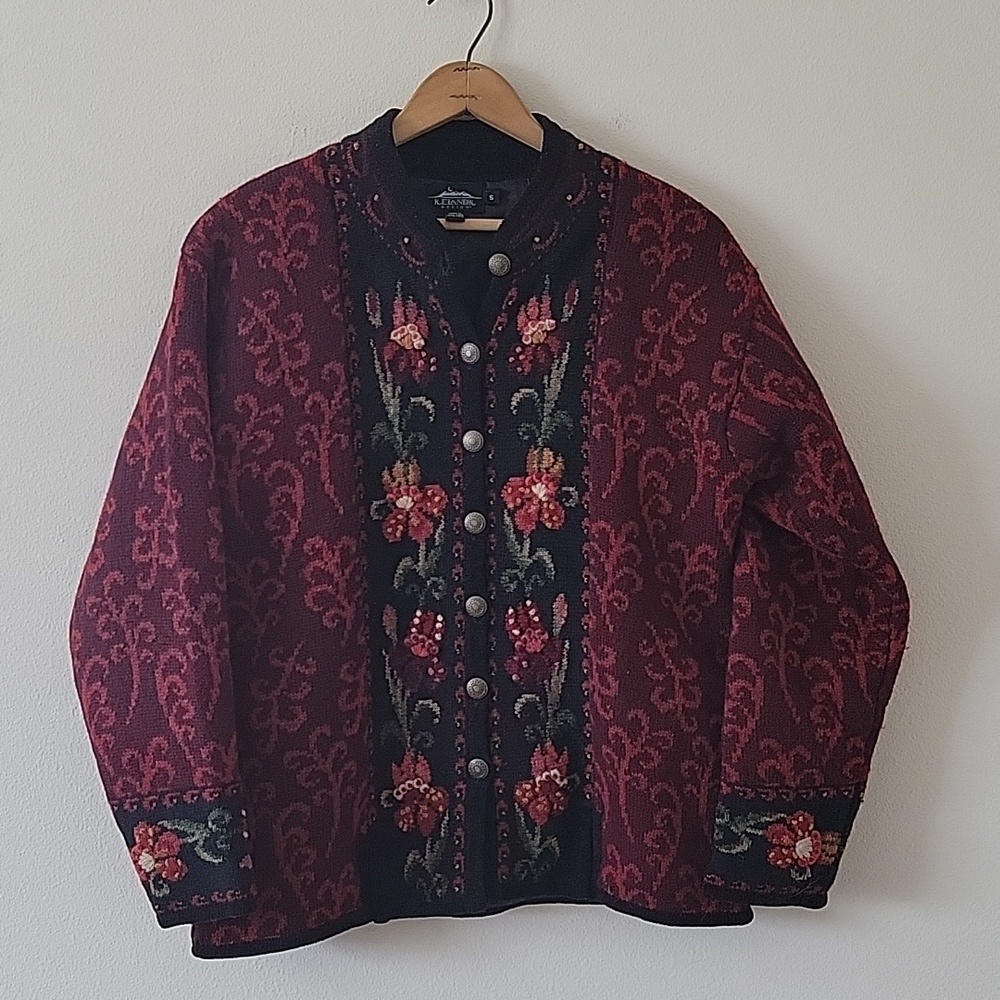 Icelandic Design Sweater‎ Lined Jacket Red Size S